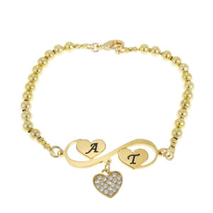 צמיד כדורים 4mm עם אינפיניטי לבבות - 1.2cm/3.2cm