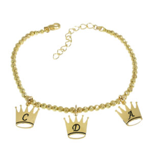 צמיד לייזר 3mm עם כתרים - 1.2cm/1.3cm