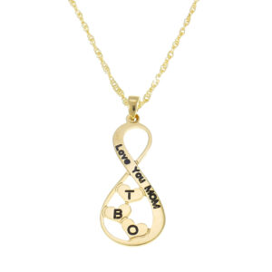 שרשרת אינפיניטי אנכית עם לבבות וחריטה  - 3.2cm/1.4cm