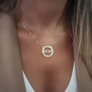 שרשרת חישוק חלול אמא/סבתא + חריטה מסביב