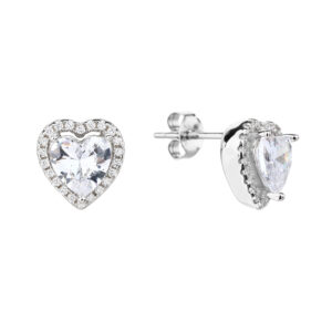 עגילי לב סוליטר משובצים