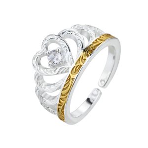 טבעת כתר יהלום + צ . זהב