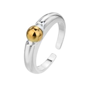 טבעת כסף כדור זהב