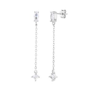 עגילי ריבוע נופל משובץ