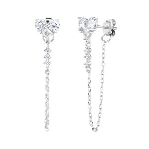 עגילי לב ריבוע משובץ