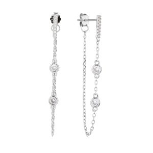 עגילי פס עיגול משובץ