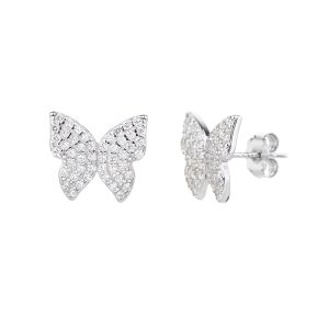 עגילי פרפר פורח משובץ