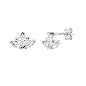 עגילי לוטוס משובץ מלכותי