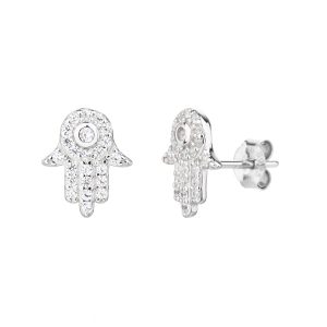 עגילי חמסה משובצת