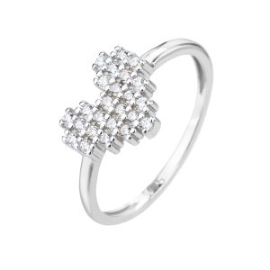 טבעת לב משובצת