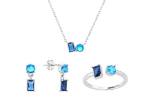 סט מלבן עיגול כחול 3 חלק